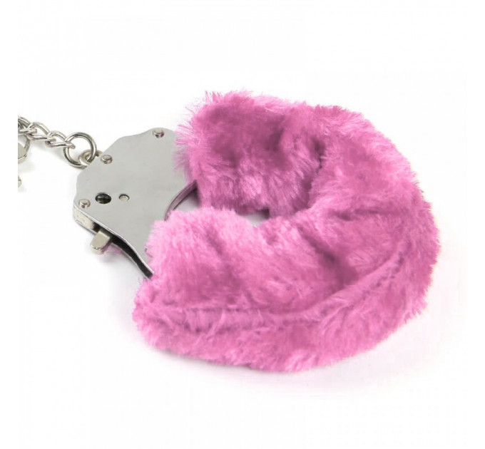 Наручники металлические Roomfun с толстым розовым мехом FURRY CuffS