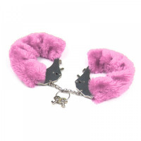 Наручники металлические Roomfun с толстым розовым мехом FURRY CuffS