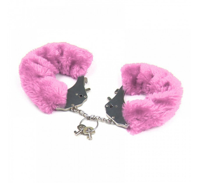 Наручники металлические Roomfun с толстым розовым мехом FURRY CuffS