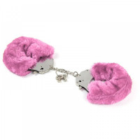 Наручники металлические Roomfun с толстым розовым мехом FURRY CuffS