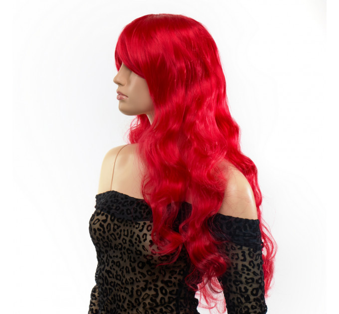 Парик длинный вьющийся с челкой Fetish Hair красный, 60 см