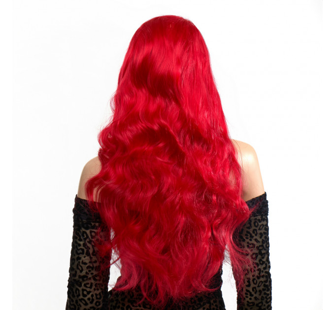 Парик длинный вьющийся с челкой Fetish Hair красный, 60 см