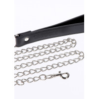 Поводок с карабином и черной петлей Taboom Luxury Bondage Essentials Chain Leash, серебристый