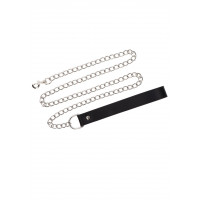Поводок с карабином и черной петлей Taboom Luxury Bondage Essentials Chain Leash, серебристый