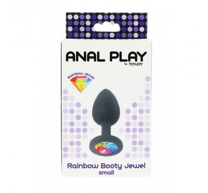 Пробка з райдужним каменем силікон чорний Toy Joy Rainbow Booty Jewel Small