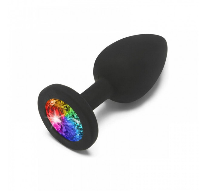 Пробка з райдужним каменем силікон чорний Toy Joy Rainbow Booty Jewel Small