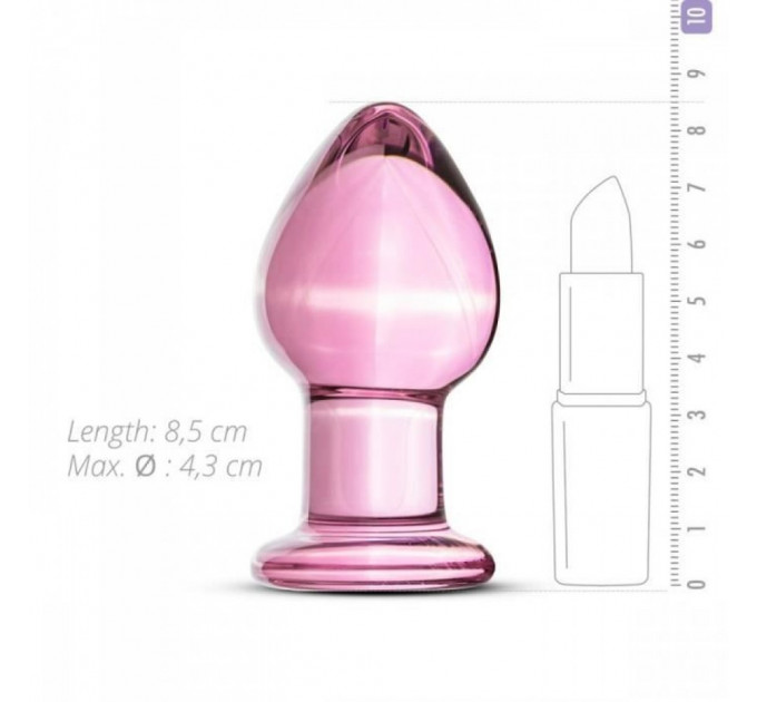 Пробка скло рожева Gildo Pink Glass Buttplug No.26