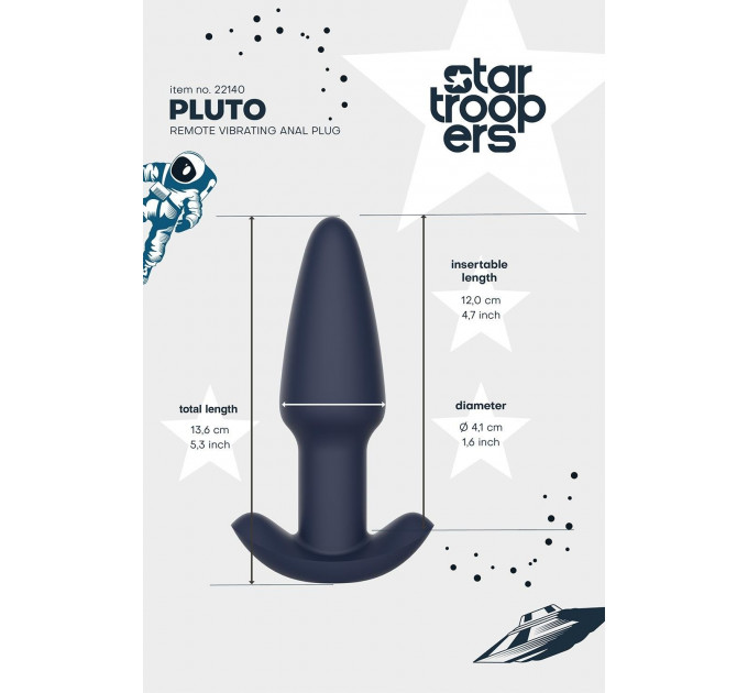 Вібруюча анальна пробка Dream Toys Startroopers Pluto з пультом керування, чорна