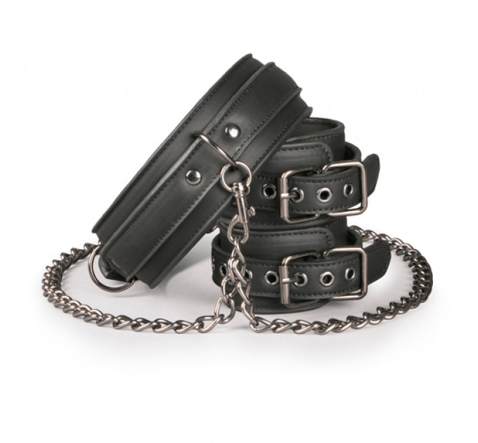 ET278BLK Ошейник с наручниками, черный