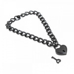 Ошейник из металлической цепи с замком в виде сердечка DS Fetish Heart, черный