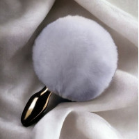 Анальна пробка у вигляді хвоста кролика Upko Rabbit Fur Bunny Tail Small Butt Plug з кролячого хутра