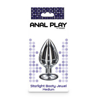 Анальна пробка металева Toy Joy Starlight Booty Jewel з білим кристалом, Medium