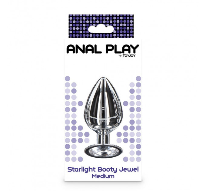 Анальна пробка металева Toy Joy Starlight Booty Jewel з білим кристалом, Medium