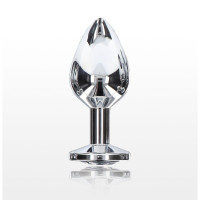 Анальна пробка металева Toy Joy Starlight Booty Jewel з білим кристалом, Medium