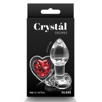 Анальна прозора пробка із серцем NS Novelties Crystal Desires Red Heart скляна, Mini