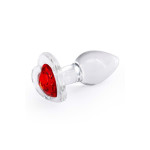 Анальна прозора пробка із серцем NS Novelties Crystal Desires Red Heart скляна, Mini