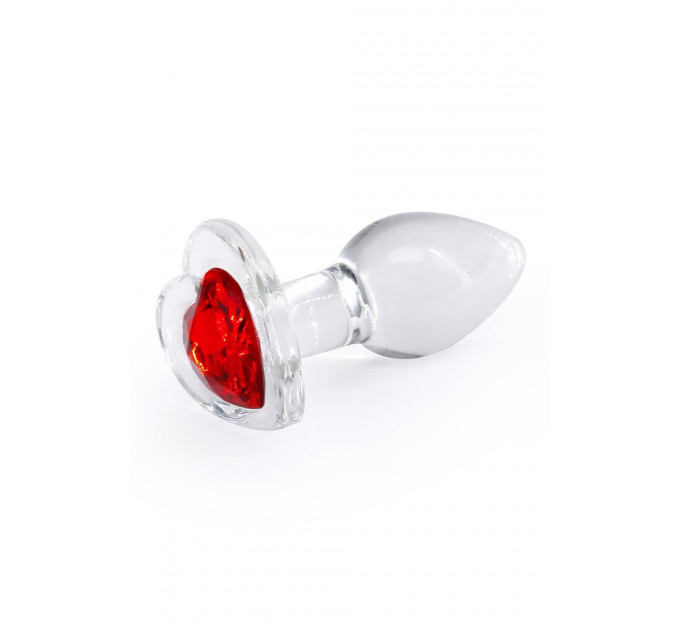 Анальна прозора пробка із серцем NS Novelties Crystal Desires Red Heart скляна, Mini