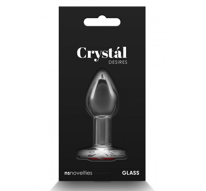 Анальна прозора пробка із серцем NS Novelties Crystal Desires Red Heart скляна, Mini