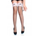 Чулки черные в сетку с белым ажурным верхом Star Night Sexy Stocking