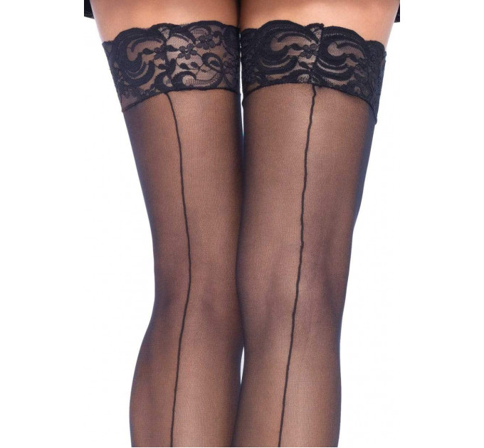 Чулки с кружевной коронкой Leg Avenue One Size Nuna Sheer Thigh High Stockings, черные