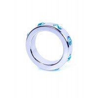 Ерекційне кільце Boss Series Metal Cock Ring with Light Blue Diamonds Medium