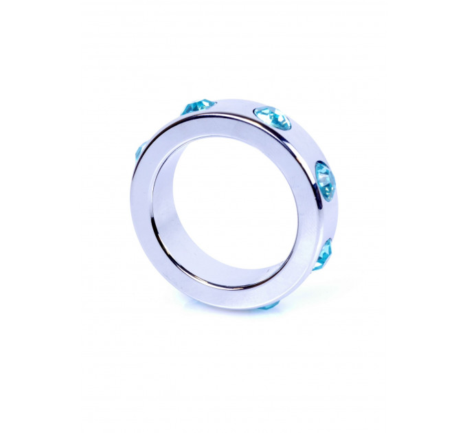 Ерекційне кільце Boss Series Metal Cock Ring with Light Blue Diamonds Medium