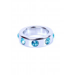 Ерекційне кільце Boss Series Metal Cock Ring with Light Blue Diamonds Medium