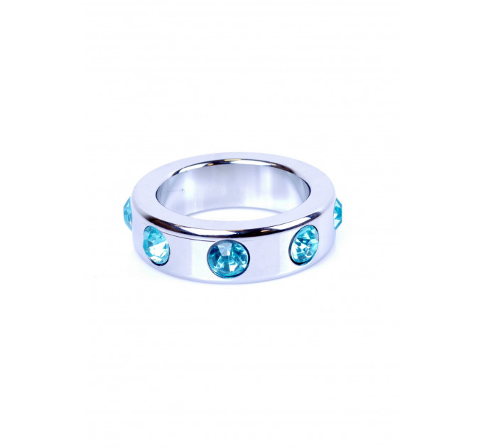 Ерекційне кільце Boss Series Metal Cock Ring with Light Blue Diamonds Medium