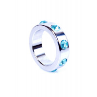 Ерекційне кільце Boss Series Metal Cock Ring with Light Blue Diamonds Medium