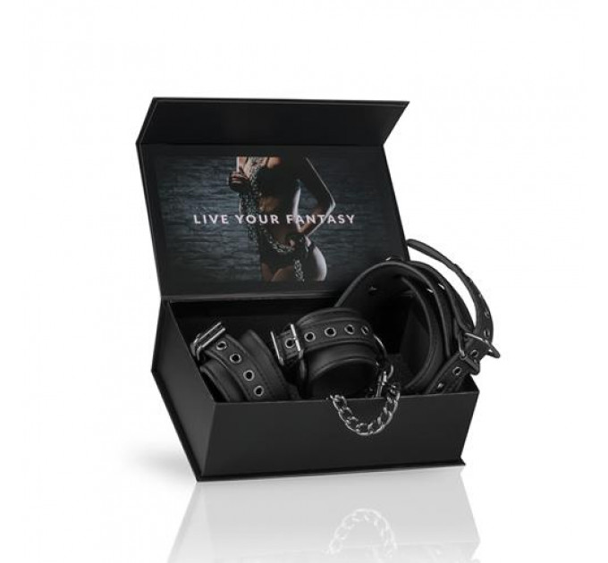 ET278BLK Ошейник с наручниками, черный