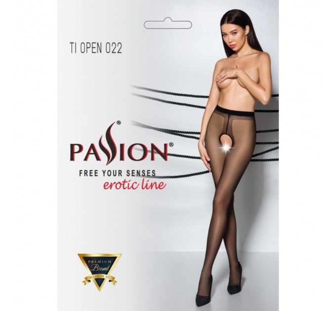 Колготки с открытым доступом TIOPEN 022 black/red 3/4 (20 den) - Passion