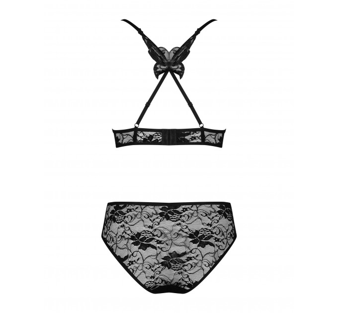 Комплект ажурный Obsessive Kokietta set Black S/M