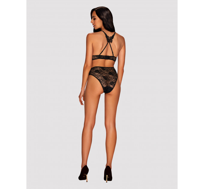 Комплект ажурный Obsessive Kokietta set Black S/M