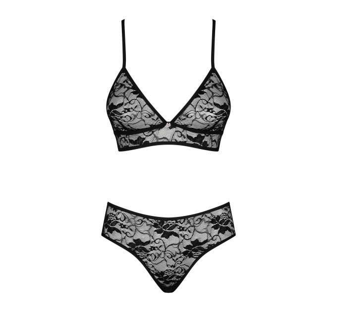 Комплект ажурный Obsessive Kokietta set Black S/M