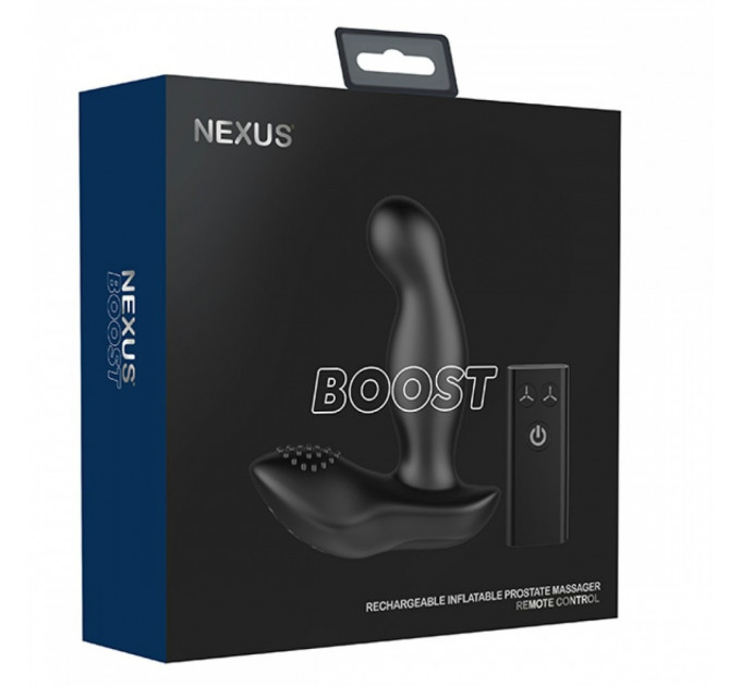Масажер простати з вібрацією та накачуванням Boost Nexus, силіконовий, чорний, 13 х 3.7 см