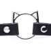 Ошейник-чокер с кольцом в виде котика Kinky Kitty Master Series, экокожа, черный