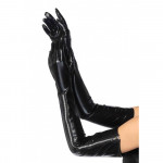 Перчатки с молнией Leg Avenue Wet Look выше локтя, черные, O/S
