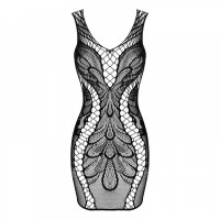 Сукня Obsessive D608, в сіточку, з візерунком, чорна, XL/XXL