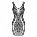 Платье Obsessive D608, в сеточку, с узором, черное, XL/XXL