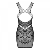 Сукня Obsessive D608, в сіточку, з візерунком, чорна, XL/XXL
