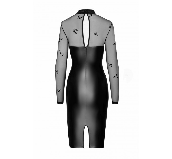 Платье виниловое Sublime F310 Noir Handmade, с полупрозрачным верхом, черное, размер S