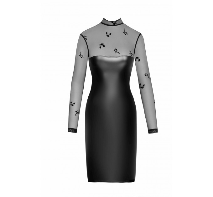 Платье виниловое Sublime F310 Noir Handmade, с полупрозрачным верхом, черное, размер S
