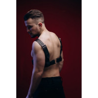 Портупея чоловіча One Size Р10, з металевими кільцями, натуральна шкіра, чорна