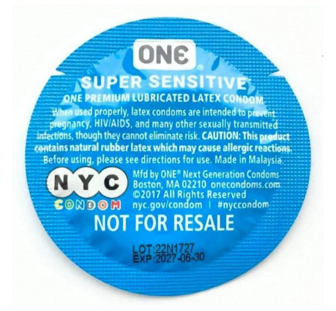Набор презервативов 5шт One Super Sensitive NYC, 5 штук