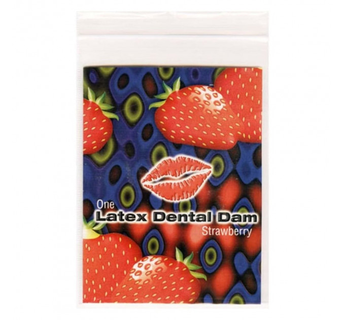 Салфетка латексная для орального секса Strawberry Latex Dental Dams со вкусом клубники, 1 шт.