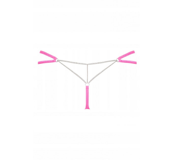 Сексуальные стринги с цепочкой Obsessive Chainty thong pink L/XL