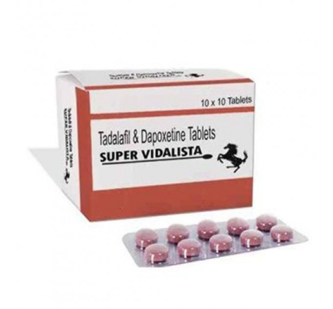 Таблетки для потенции Super Vidalista (Сиалис + Дапоксетин) (цена за пластину 10 таблеток)