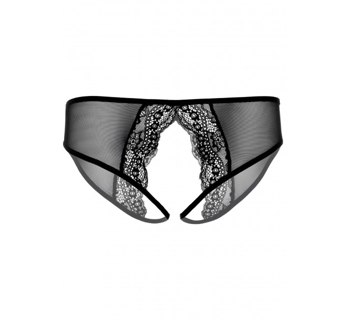 Трусики сетка с кружевными вставками и открытым доступом Daring Intimates Angel, черный, S/ M