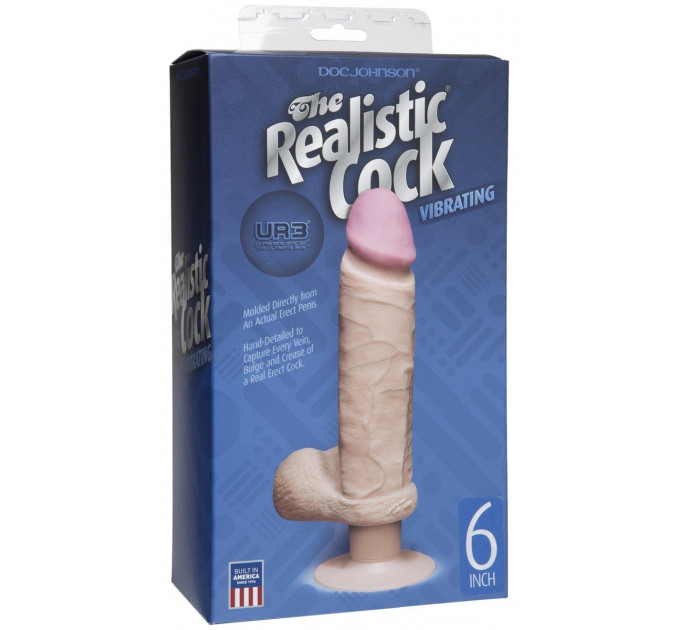 Вибратор с присоской Vibrating Realistic 6 Inch Ultraskyn Ur3 Cock - White