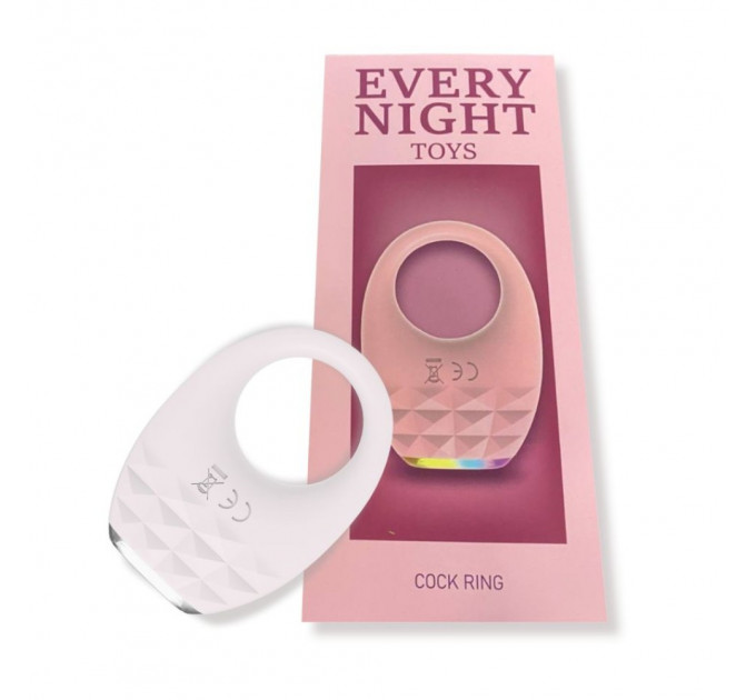 Вібраційне ерекційне кільце Every Night Toys з підсвічуванням, біле